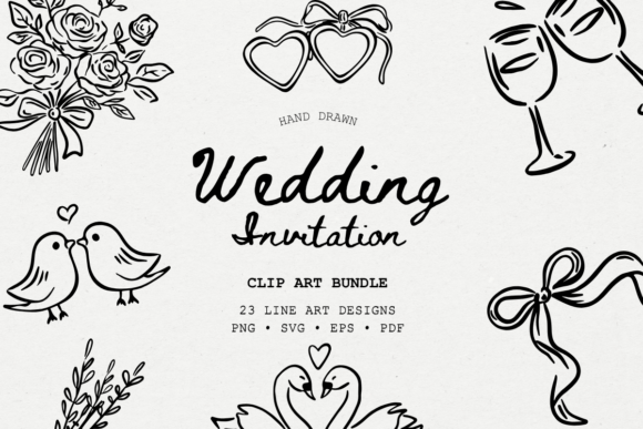 23 Hand-Drawn Illustrations for Elegant Wedding Stationery