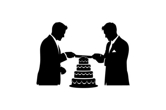 Business Partners Cutting Wedding Cake V: A Bold Silhouette for Modern Design