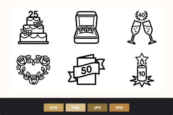 Celebrate Every Milestone with Versatile Anniversary Line Art