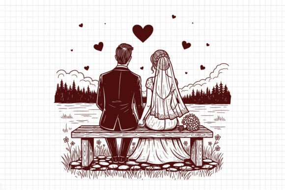 Crafting Timeless Romance: The Wedding Bench Illustration