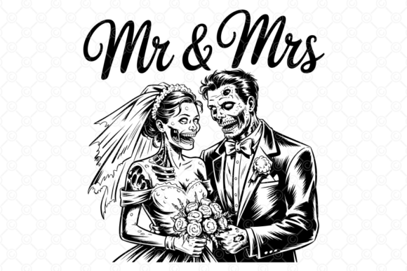 Embrace the Undead Union with Zombie Wedding SVG Art