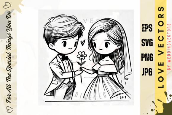 Enchanting Wedding Couple and Love Vectors: The C550 Collection