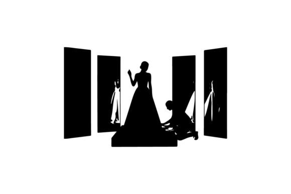 Modern Wedding Dress Silhouette: Clean, Versatile Clip Art