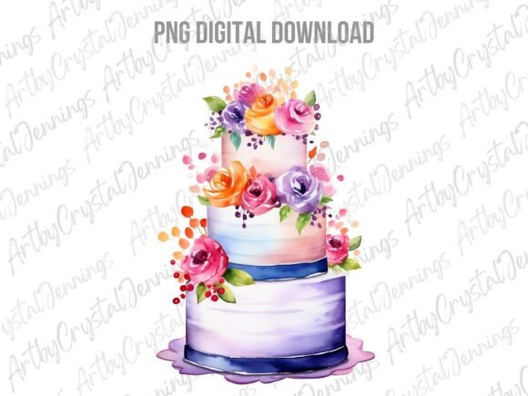 Styling Your Designs with Watercolor Floral Wedding Cake PNG