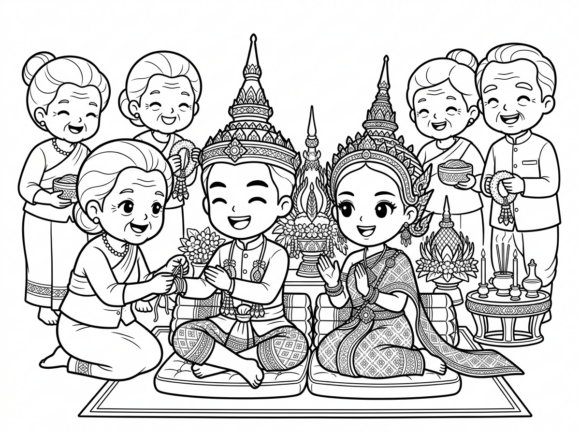The Playful Charm of Wedding Thai Cartoon Art