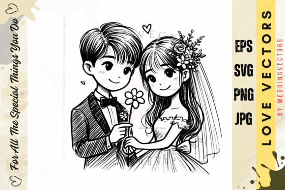 Wedding Couple & Love Vectors: A Sophisticated Minimal Logo Concept