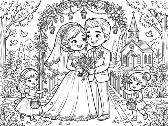 Wedding of the Couple Cartoon: A Sweet Touch for Your Designs